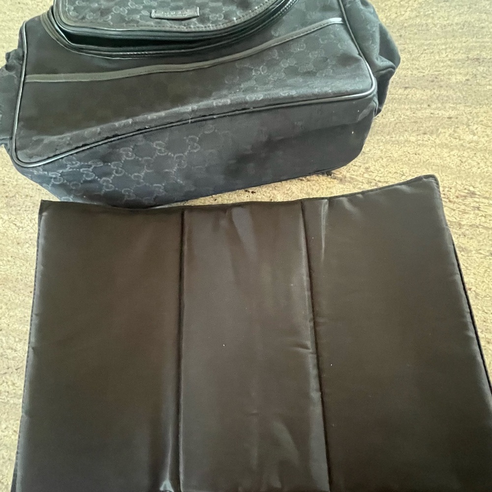 Gucci GG Black Diaper Baby Bag Canvas/Leather Trim w/Changing Mat - Picture 8 of 13